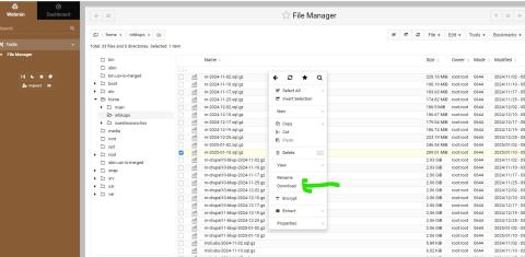 Step 7 - Right mous click on file to donwload, and then select download